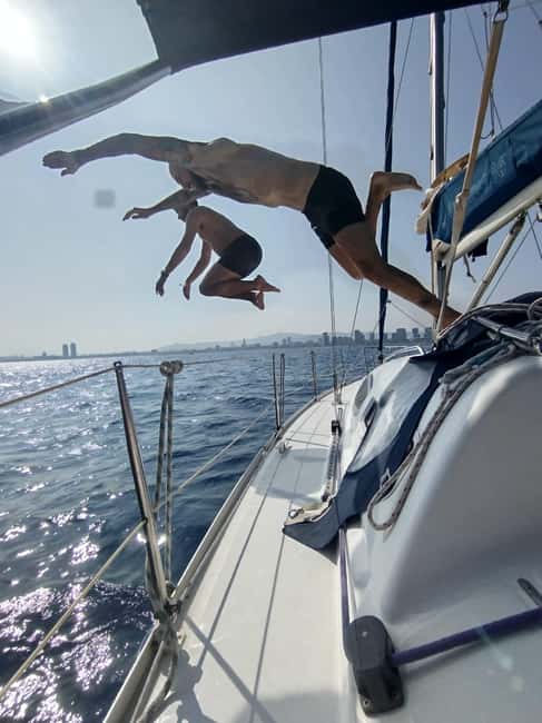 Barcelona Badalona : Sailboat Tour, Snacks, Drinks, Swimming - A family outing, birthday, or proposal