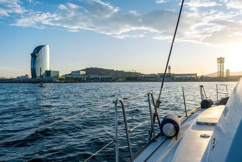 Barcelona: Catamaran Cruise w/ Sailing, Wine, & Tapa - A calm start along Barcelona’s shoreline