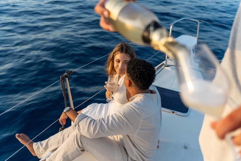 Barcelona: Catamaran Cruise w/ Sailing, Wine, & Tapa - Wine, cava, and a tapa on the way back