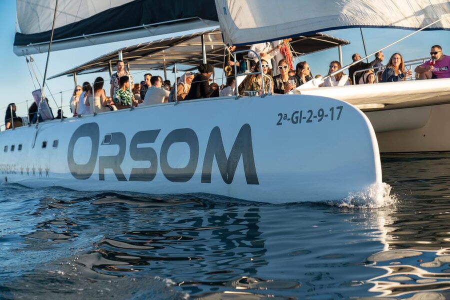 Barcelona: Catamaran Cruise with optional Live Jazz Music - The front netting is the best place to relax