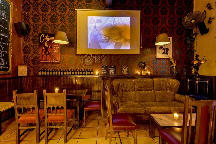Barcelona: Cocktail Making Class with Tapas - Four cocktails behind the bar in Barcelona