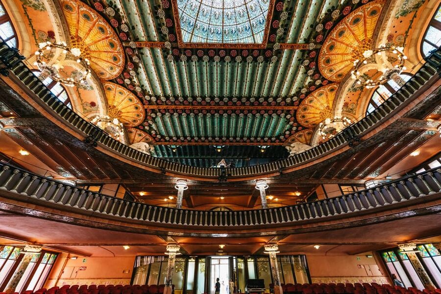 Barcelona: Palau de la Música Guided Tour - Entering the Concert Hall beneath the great skylight