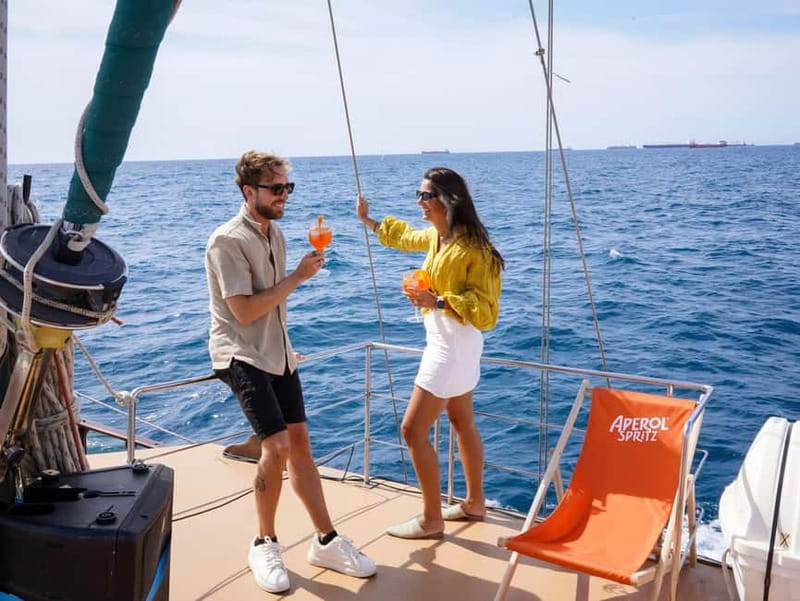 Barcelona: Wooden Boat Sailing with Tapa and Welcome Drink - Barcelona from the deck of a Turkish gulet
