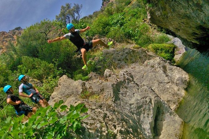 Canyoning Gorge Descent, river walk in Benahavis. - Choosing your 3, 4, 5, or 7-meter jump