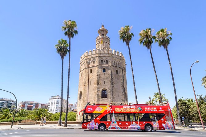 City Sightseeing Seville Hop-On Hop-Off Bus Tour - Stop 1 to Stop 4: river views, Plaza de España, and the museums