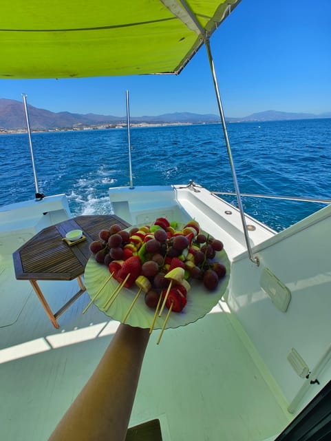 Estepona: Dolphins Searching Sea Cruise with Drink & Snacks - Drinks, snacks, and the onboard setup