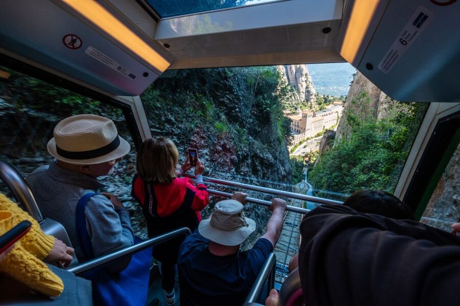 From Barcelona: Montserrat Monastery, Easy Hike, Cable Car - The cable car and the mountain above the monastery