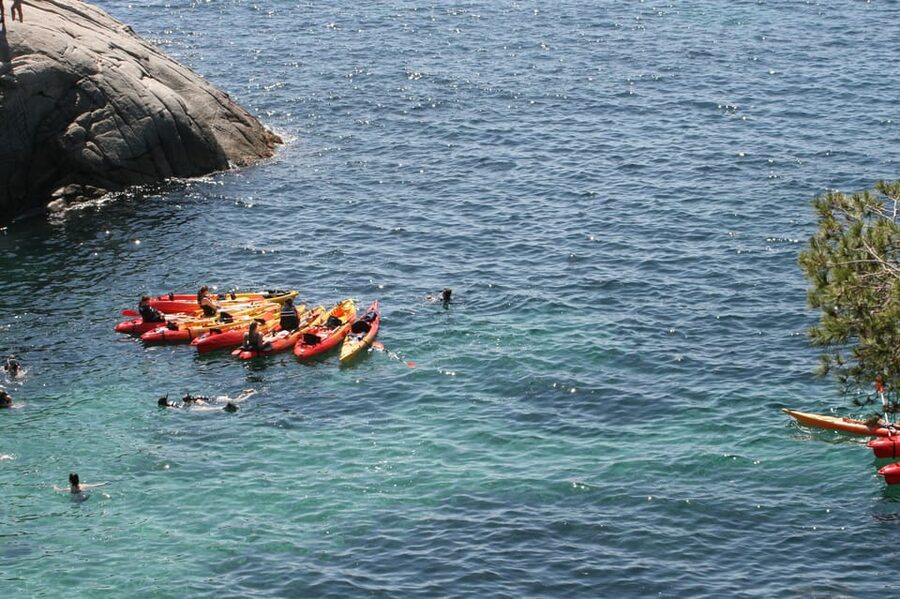 Kayak and Snorkel in Playa de Aro, Costa Brava - Swimming, rock jumping, and the beach bar