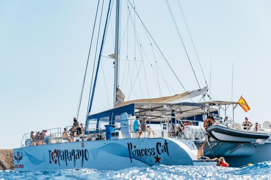Lanzarote: Day Trip to the Papagayo Beaches by Catamaran - Sailing south from Puerto del Carmen