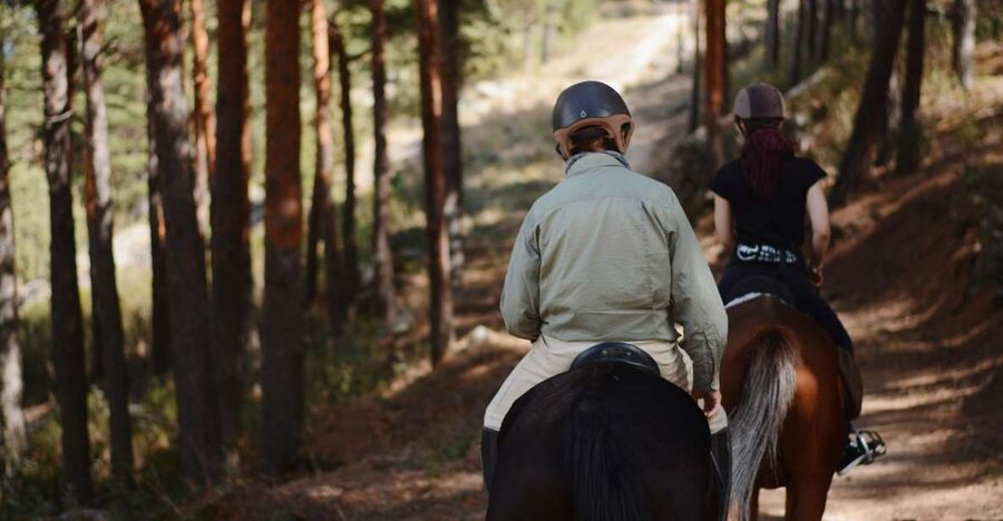 Madrid: Horse Riding in Sierra del Guadarrama National Park - Getting ready beside the horses