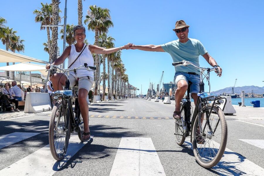 Malaga Bike Tour - Old Town, Marina & Beach - From Plaza de la Marina into the old town