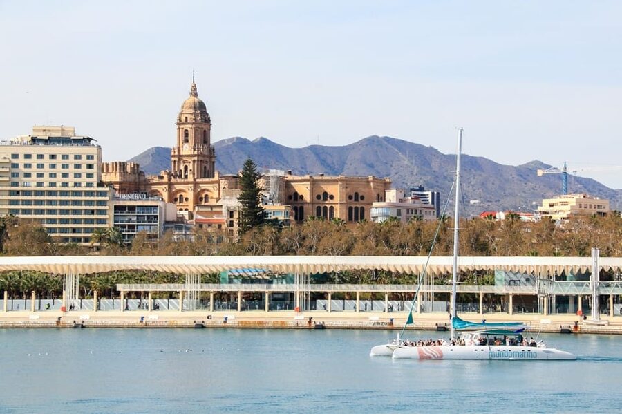Malaga: Catamaran Sailing Cruise with Swimming & Optional DJ - Leaving Malaga port for a view from the water