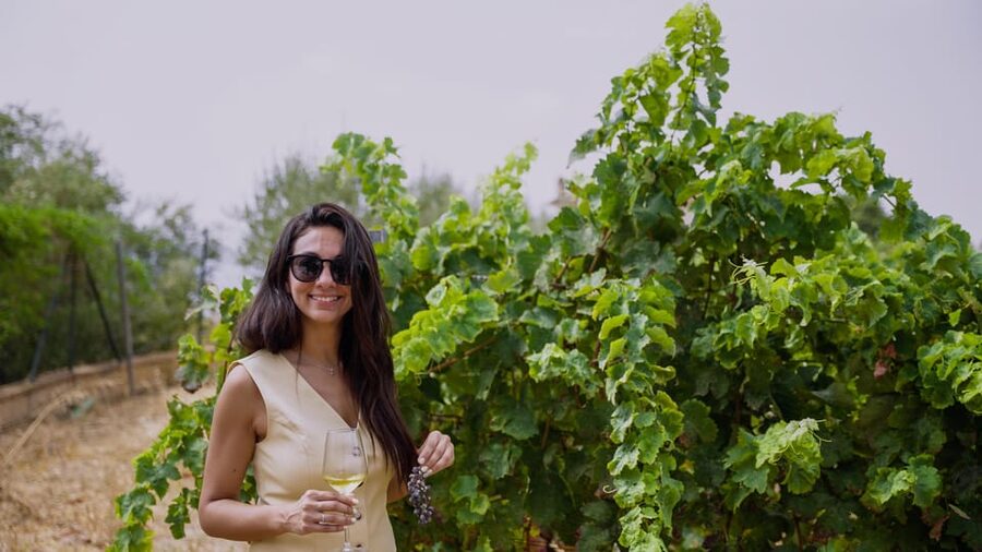 Malaga: Organic Vineyard Tour with 6 Wines, Tapas & Transfer - A short walk through an organic vineyard