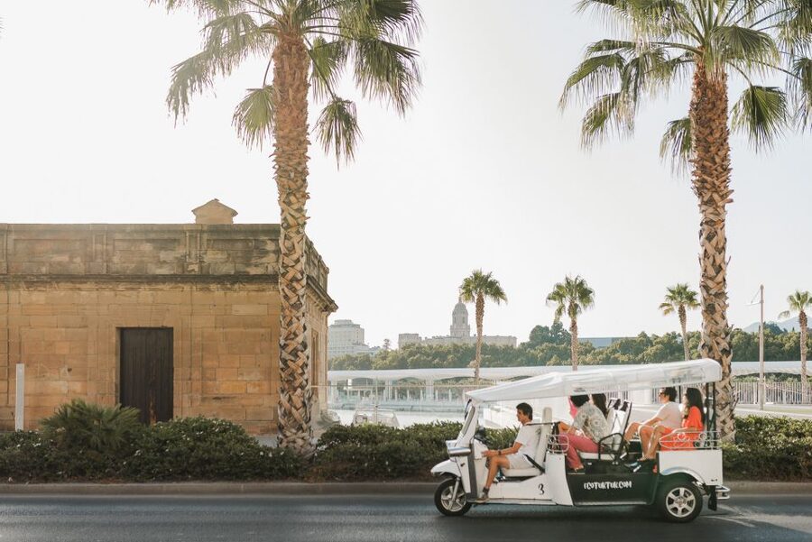 Malaga: Private City Tour by Eco Tuk Tuk - Plaza de la Marina and the return ride