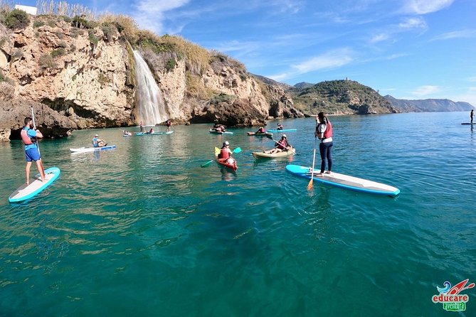 Paddle Surf Route Cliffs Nerja and Cascada de Maro + Snorkel - Reaching Cascada Grande de Maro