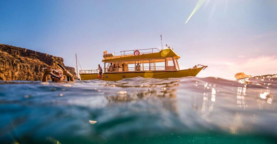 Puerto de Mogan: Boat and Snorkeling Trip - Leaving Puerto de Mogan on the Yellow Boat