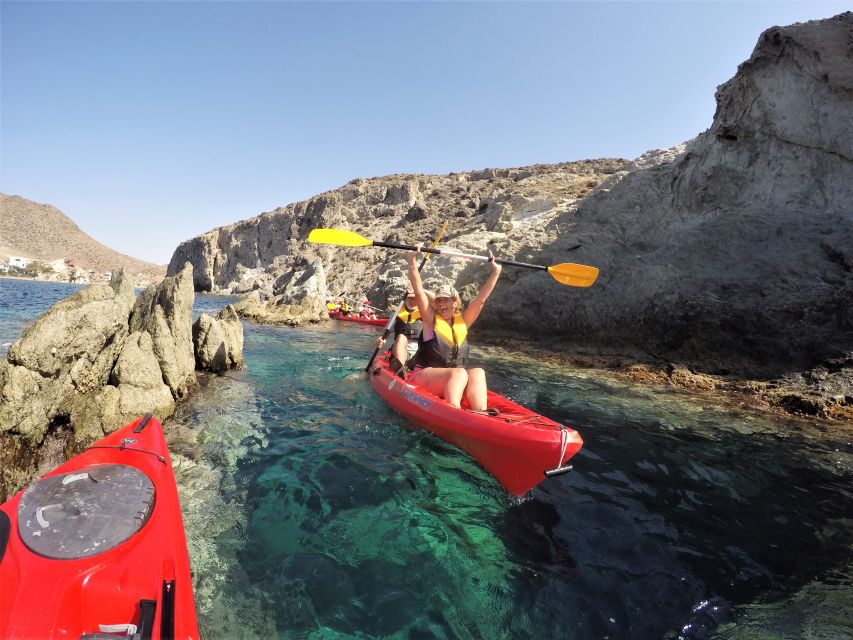 San José: Cabo de Gata Natural Park Kayak and Snorkel Tour - Paddling toward Cueva del Tabaco